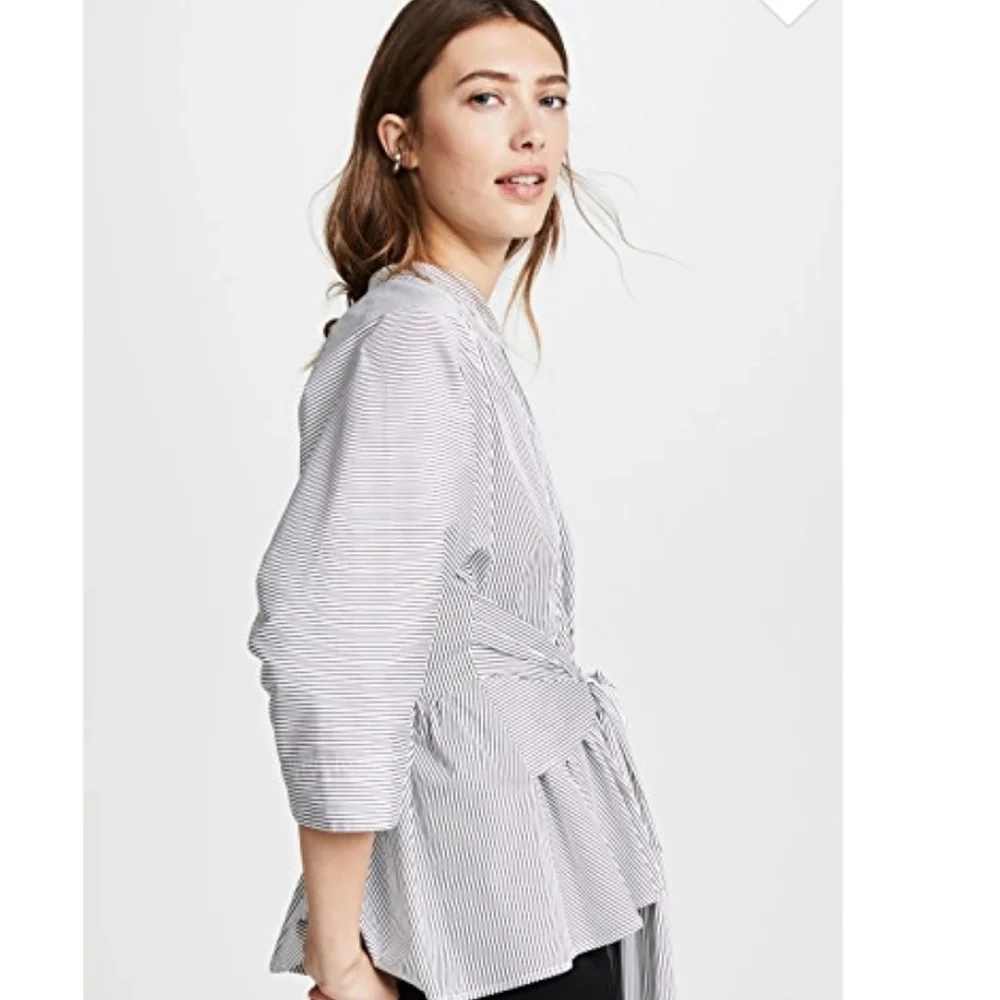 NWOT Tome Striped Peplum Shirt - Picture 6 of 15